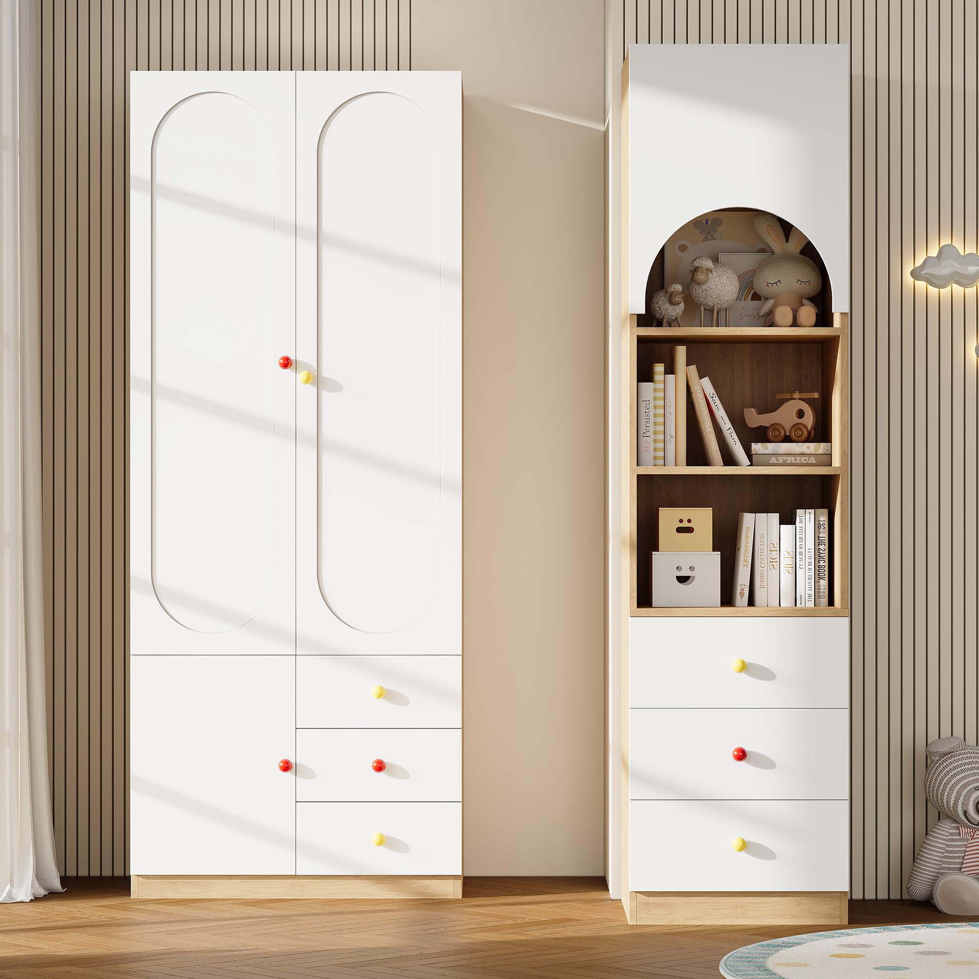 Armario de 2 puertas 80cm con estante de almacenamiento 50cm juego de muebles de dormitorio