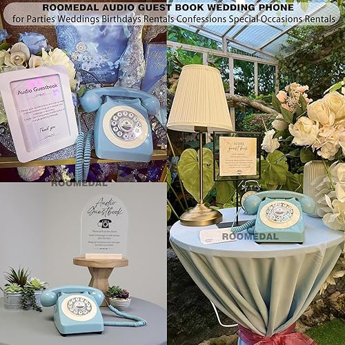 Miniatura 5 de Libro de invitados de audio, teléfono de boda, graba mensajes de audio personalizados con libro de invitados retro para boda, fiesta de cumpleaños,