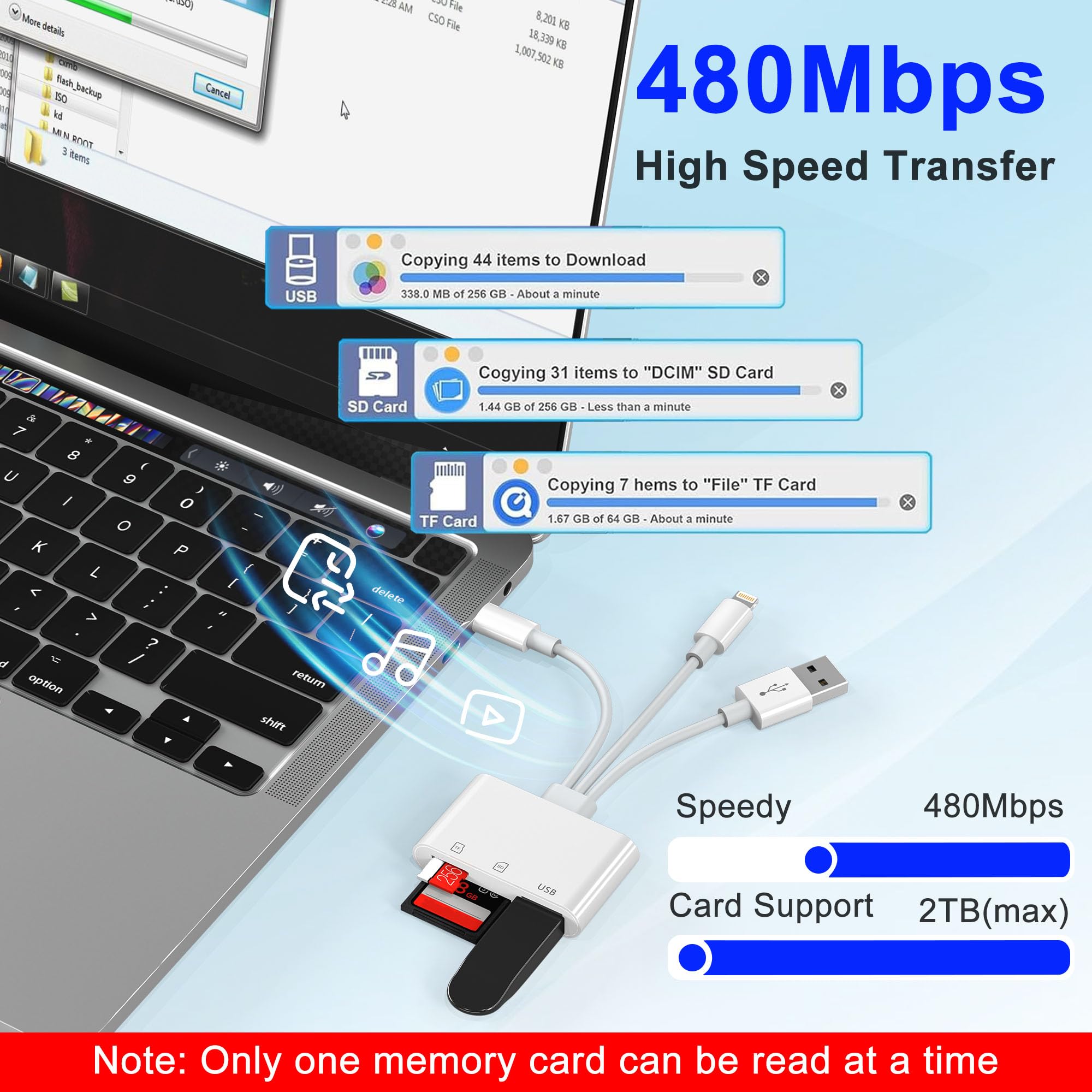 Lettore di schede SD 3 in 1 per iPhone, adattatore USB per fotocamera con Lightning/USB-C/USB-A, lettore di schede di memoria, adattatore per schede SD/Micro SD per iPhone, iPad, Android, Mac, PC