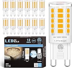 hansang 12 Pack G9 LED Bulb 3000K Soft White, 4W (40W Halogen Equivalent), T4 Light Bulbs for Crystal Chandelier, G9 Bi Pin Ceramic Base, AC120V, 400LM, 360°Beam Angle, No-Flicker, Non-Dimmable