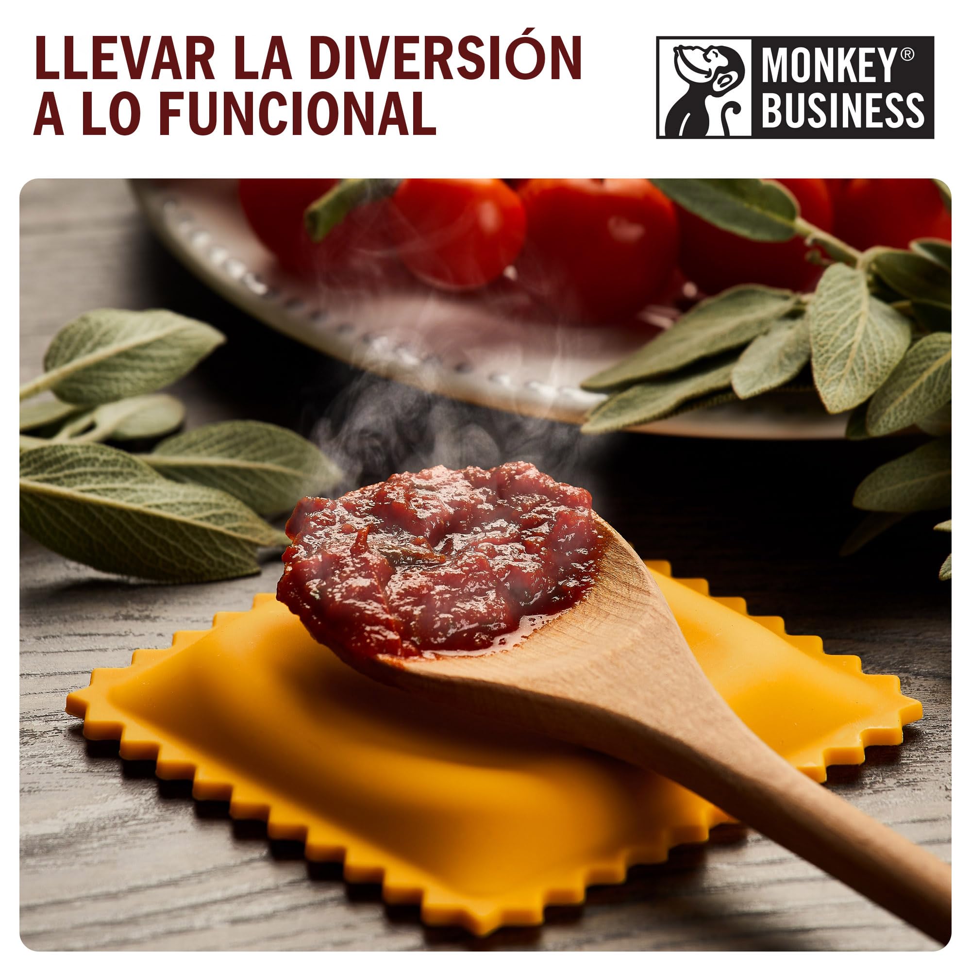 Monkey Business Cuchara con Forma de Ravioli | Cuchara de Cocina | Accesorios de Cocina | de una colección de Diferentes artilugios de Cocina únicos con Forma de Pasta