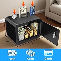 Vista 7 de Caja fuerte pequeña, cajas fuertes tipo casillero con llave y ranura para monedas, pequeñas cajas fuertes para dinero, seguridad doméstica