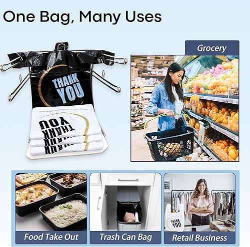 Miniatura 6 de YoYoRain 1000 bolsas de agradecimiento, bolsas para camisetas, bolsas de plástico blancas (500 unidades), bolsas de plástico negras (500 unidades)