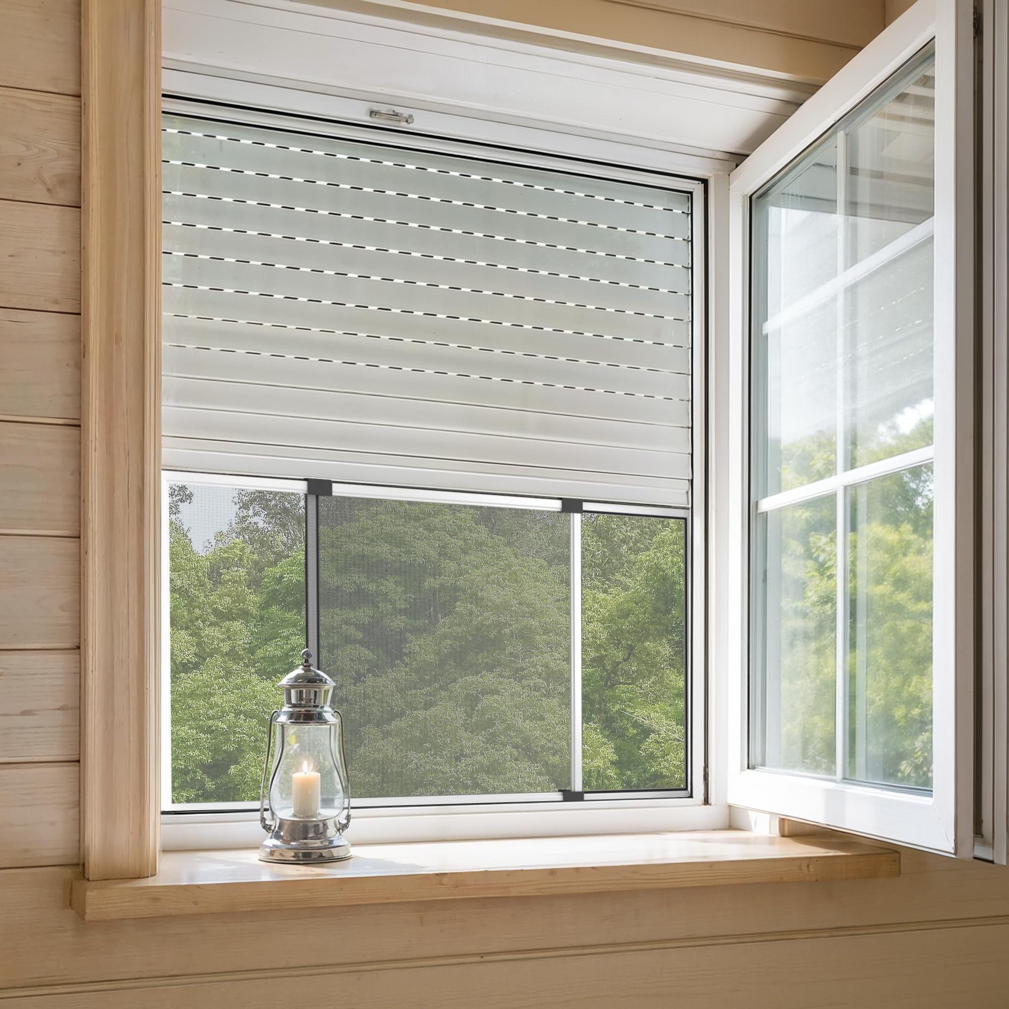 jarolift Cadre Moustiquaire Coulissant Sans Percer Pour Fenêtres Portes Avec Volet Roulant, En Aluminium, 75 x 50 cm (extensible jusqu'à 142 cm), Blanc