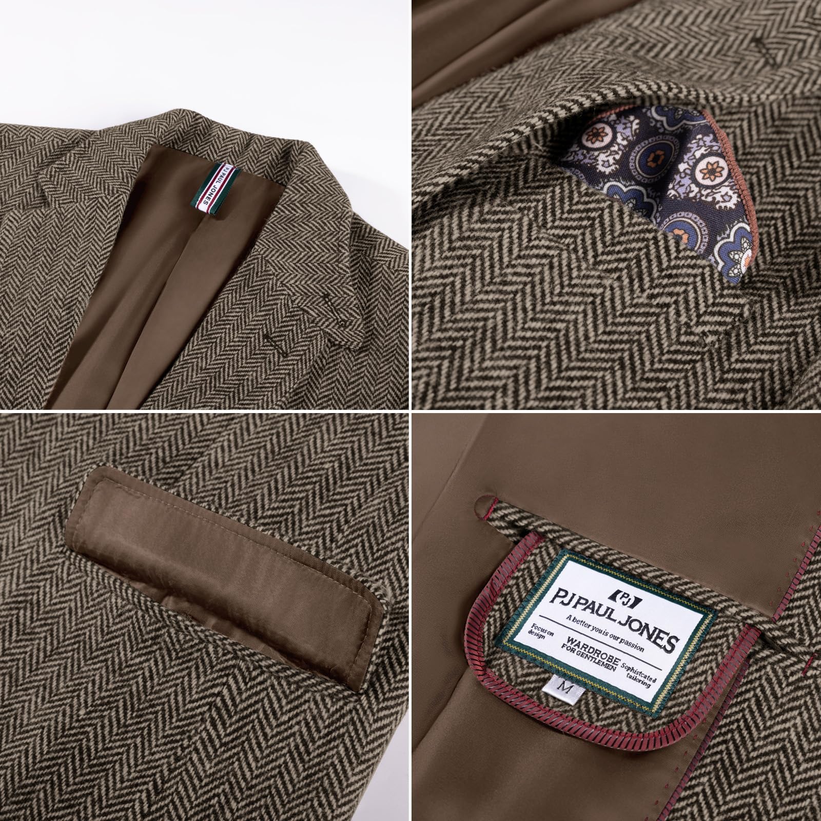 PJ PAUL JONES Sakko - Blazer da uomo vintage misto lana, vestibilità regolare