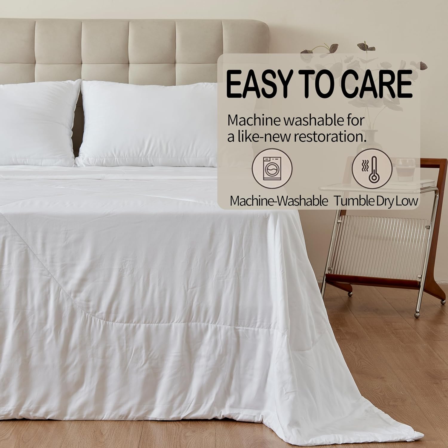 Cooling Comforter – 100% Viscose from Bamboo Shell & Fill, Silky Soft, Breathable, Lightweight All Season Duvet Insert, Down Alternative Blanket, King Size 106"x90", for Hot Sleepers & Sensitive Skin - Image 7