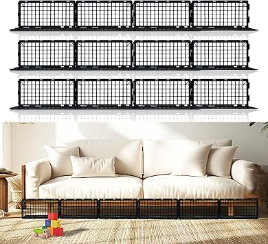 KEOHOLI 12 Pcs Under Couch Blocker, Under Bed Counch Furniture Blocker Plastic Stopper, Couch Guards Bumper Stop for Things Pets 6.6inch x 14.5inch