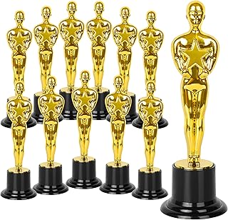 Gold Star Award Trophies 12 Pack 6 Inch Plastic Golden Statue Award for Party Decorations, Party Prize, Game Prize, Party Favors, School Award and Appreciation Gifts