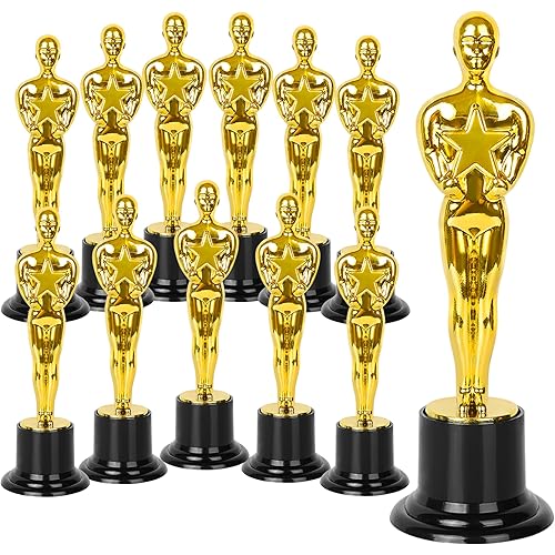 Gold Star Award Trophies 12 Pack 6 Inch Plastic Golden Statue Award for Party Decorations, Party Prize, Game Prize, Party Favors, School Award and Appreciation Gifts