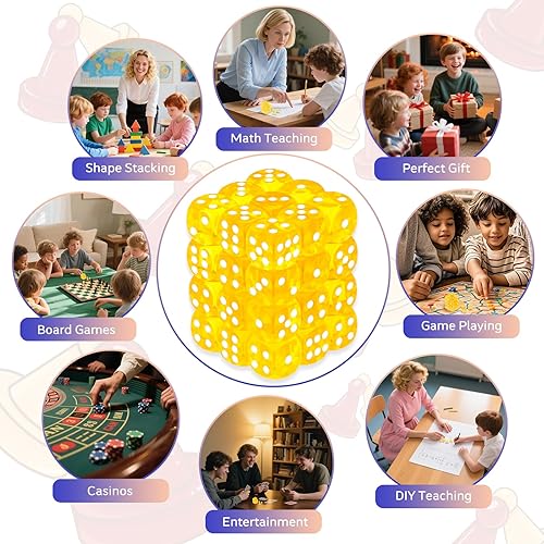 Vista 161 de Juego de 36 dados de 0.472 in de 6 caras de 0.472 pulgadas, juego de dados D6 de colores translúcidos, dados estándar de 6 caras