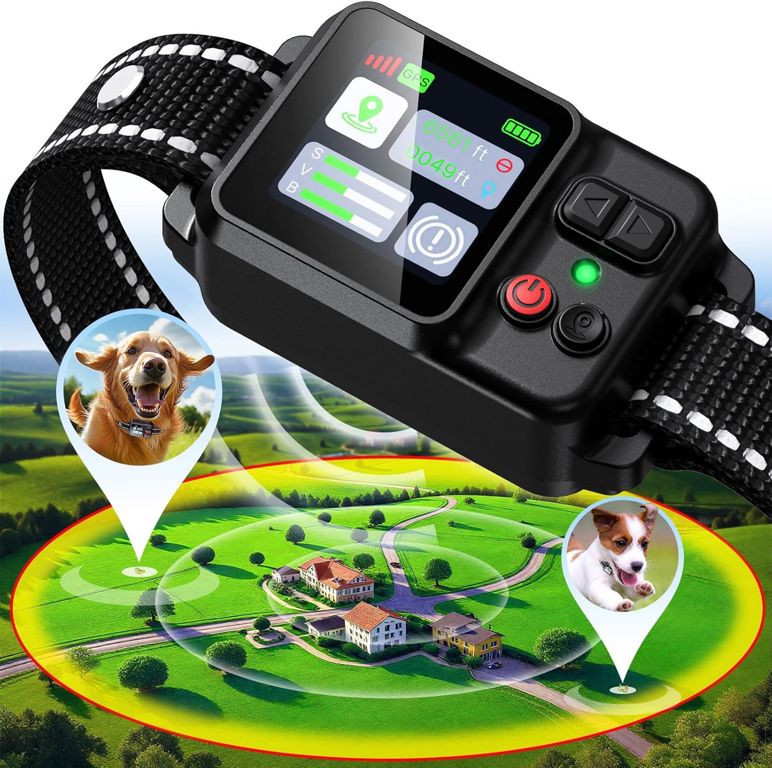 GPS wireless dog fence system with adjustable range