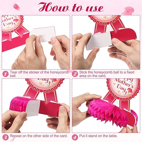 Miniatura 3 de Centro de mesa de panal para el Día de la Madre, 8 unidades, adornos de panal de papel, suministros de fiesta del día de la madre para decoración de