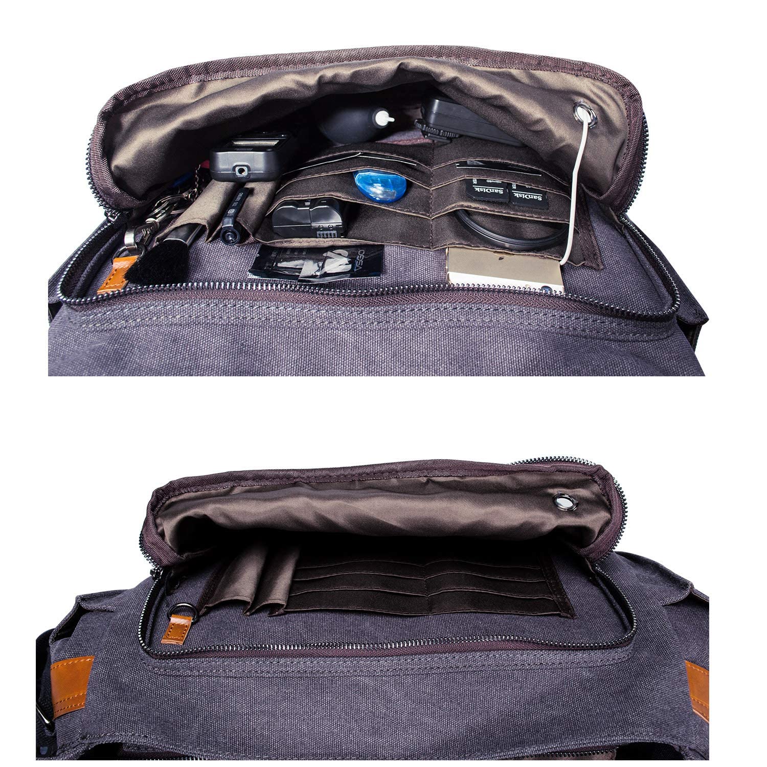 ESTARER Borsa a tracolla per fotocamere reflex digitali DSLR in tela vintage per Nikon, Canon, Sony, Panasonic, Sigma, Tamron, grigio, 15‘’, Modern