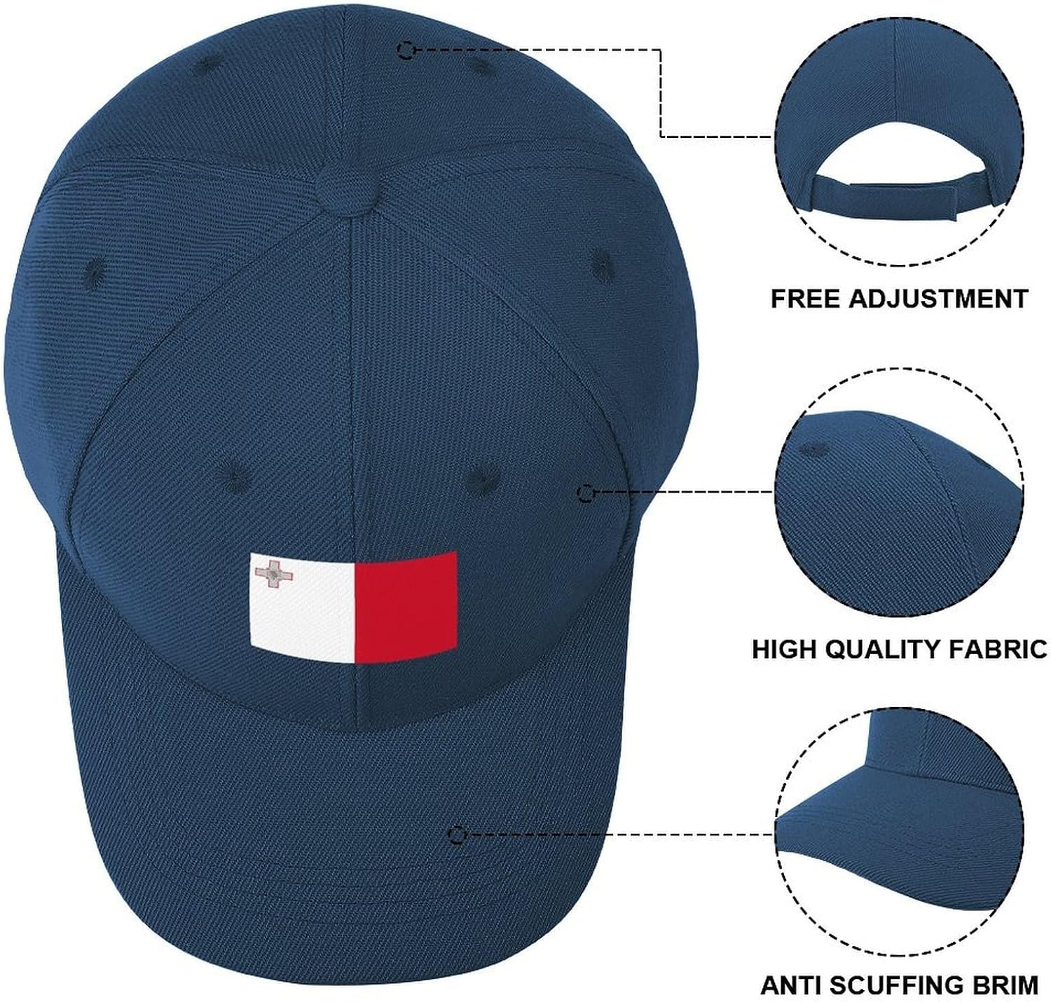 Children Malta Flag Baseball Cap,Boys Girls Sports Outdoor Travel hat,Snapback Trucker Sun Protection hat