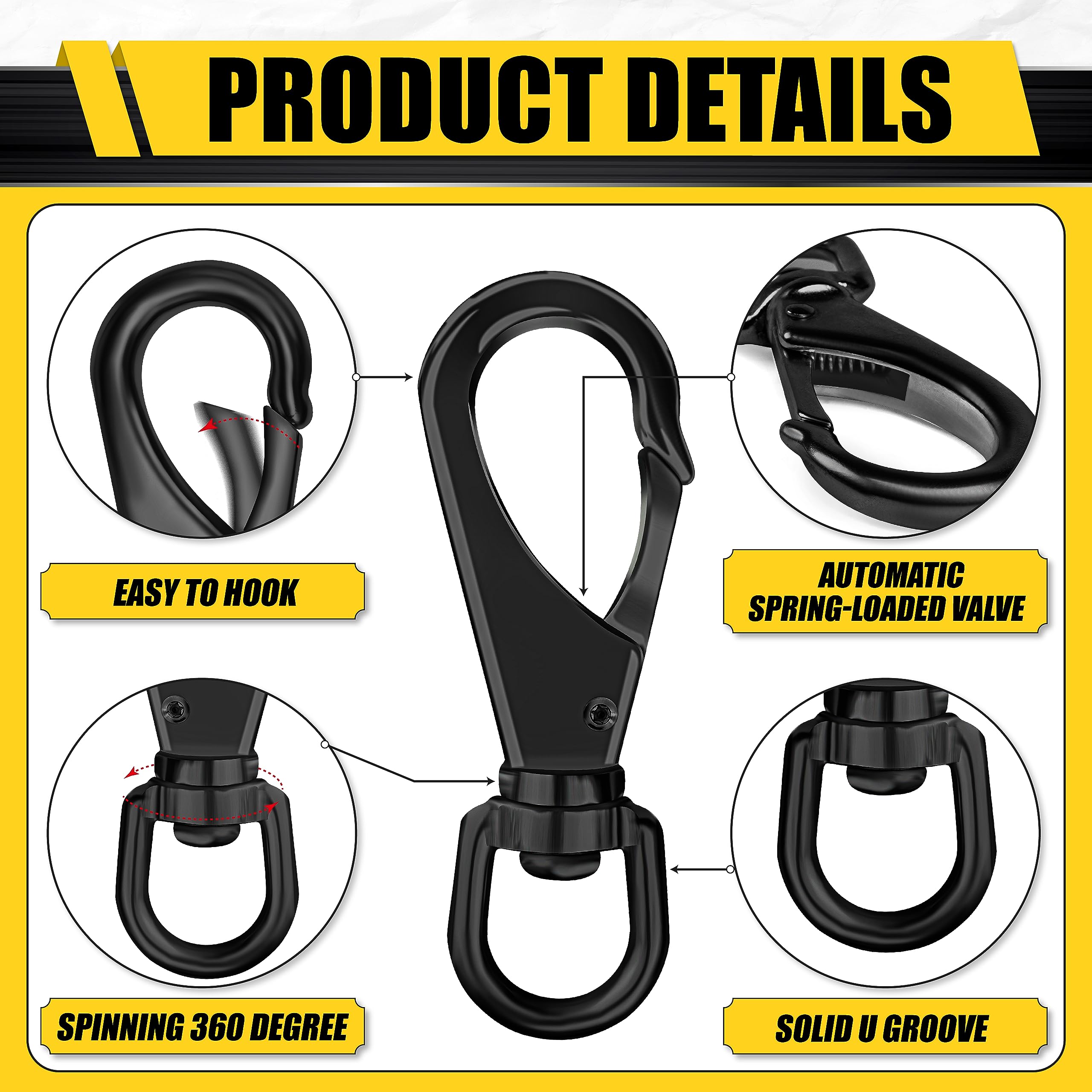 [Extra resistente] 2 broches giratorios de acero inoxidable de 4.6 pulgadas, capacidad de 220 libras, clips giratorios multiusos, ideales para marinos, deportes, equipajes, mascotas, columpios,