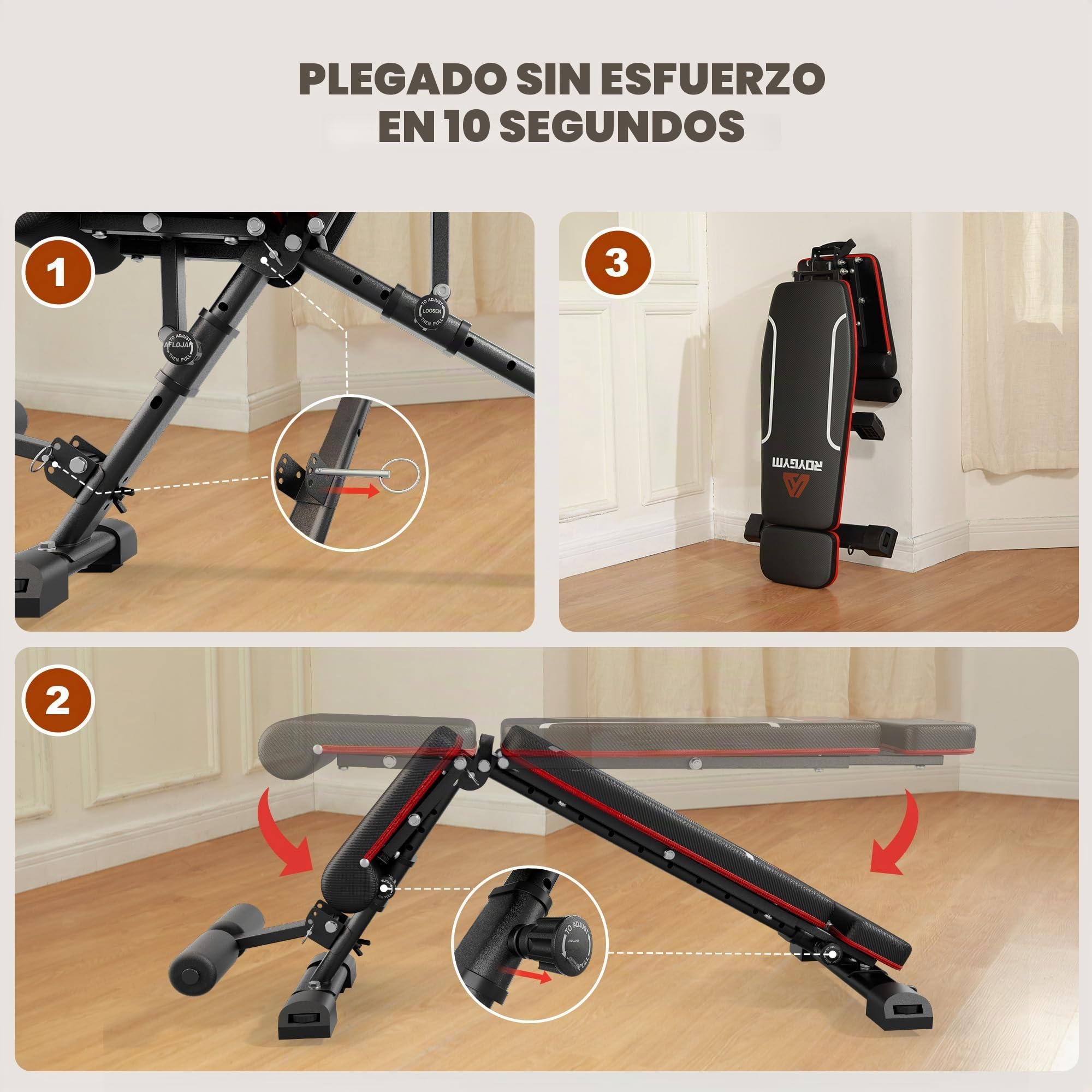 Banco de pesas plegable, multifunción, entrenamiento con respaldo ajustable, banco de entrenamiento inclinado para entrenamiento de cuerpo entero, carga de estimulación de 300kg/400kg