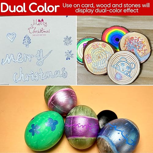 Miniatura 5 de OLINGYOU Paquete de 24 marcadores de contorno de doble línea, juego de marcadores de brillo Squiggles, rotuladores metálicos con purpurina para