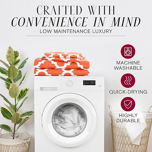 Miniatura 8 de Sábanas de cama y funda de almohada impresa Egyptian Luxury 1800 Hotel Collection, patrón cuadrifolio, fundas grandes, resistente a arrugas y al