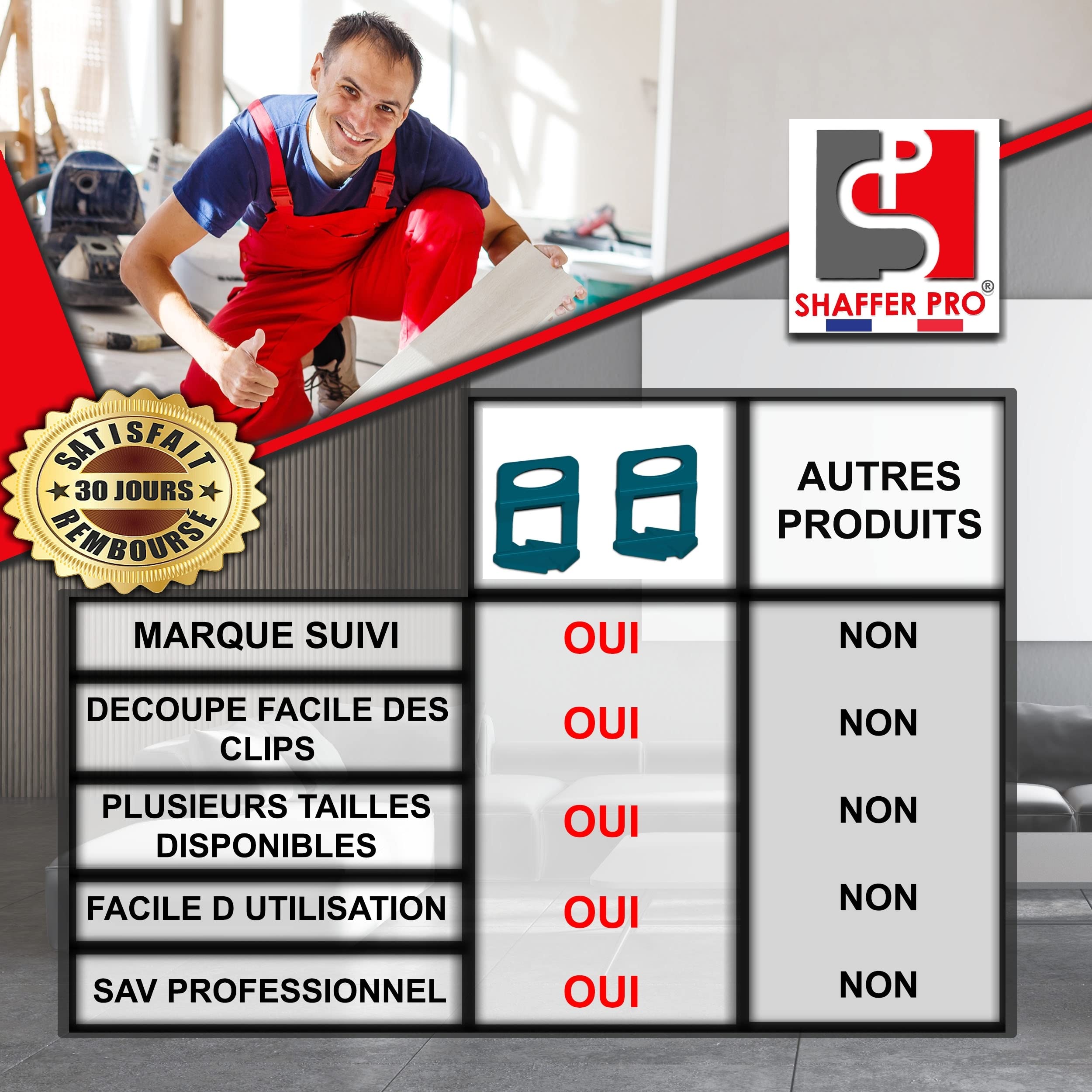 Système de nivellement carrelage à cales et clips I SHAFFER PRO