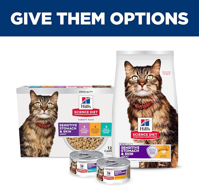 Alimentos húmedos para gatos adultos sensibles, variedad pollo, atún y pato, paquete de 12 latas de 2.9 oz miniatura 9