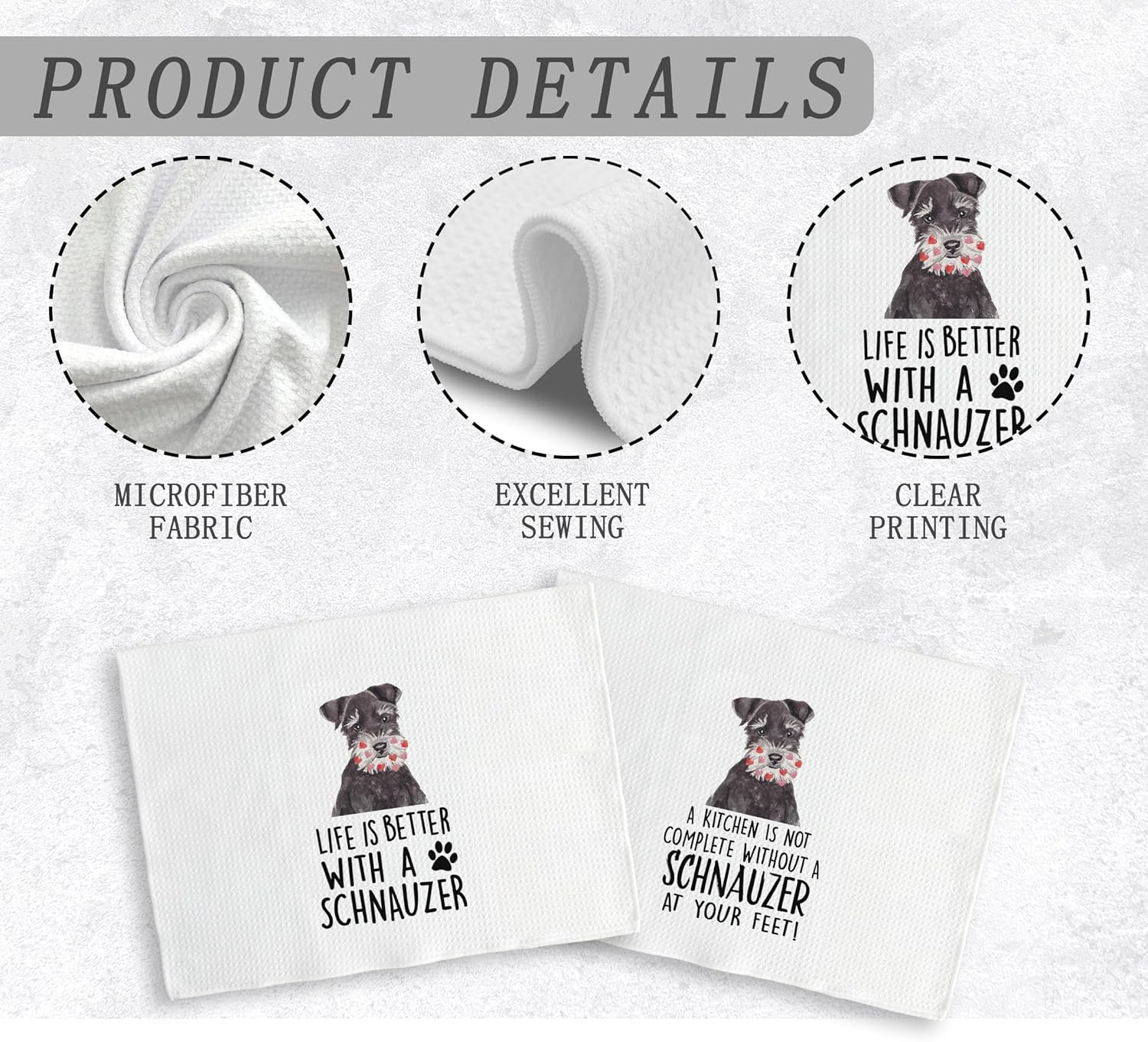 Schnauzer Towels, Schnauzer Gifts, Schnauzer Dog Kitchen Towels and Dishcloths Set of 2, Schnauzer Decor, Schnauzer Gifts for Women, Dog Kitchen Towels, Dog Gifts for Women, 16×24 Inches - Image 6