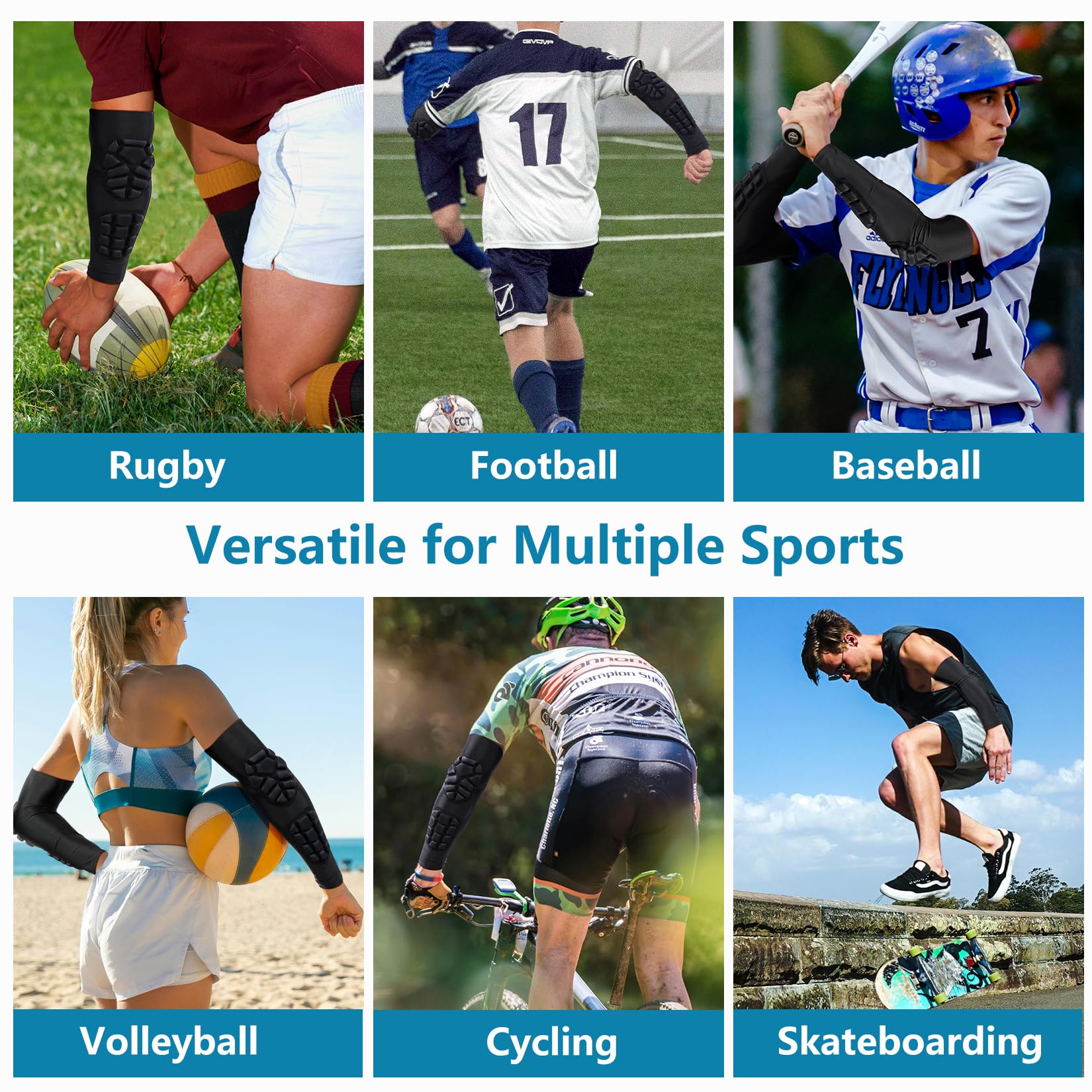 Gomito sportivo imbottito a compressione, confezione da 2 pezzi, protezione antiurto per calcio, basket, pallavolo, calcio, bambini, uomini e donne