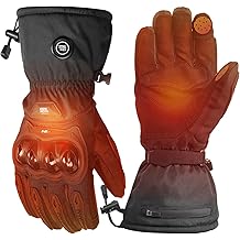 KEMIMOTO Heated Motorcycle Gloves for Men and Women with Hard Protective Shields, Waterproof, Windproof, Touchscreen Compatible, 7.4V 2500mAh Rechargeable Batteries