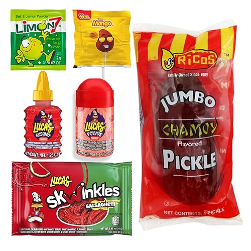 Kit de pepinillos Tiktok Chamoy con dulces, incluye salsagheti Skwinkles, Lucas Gusano y mucho más de Ma Lit Candy (1 kit de pepinillos Ricos Chamoy) disponible en Yaxa Colombia