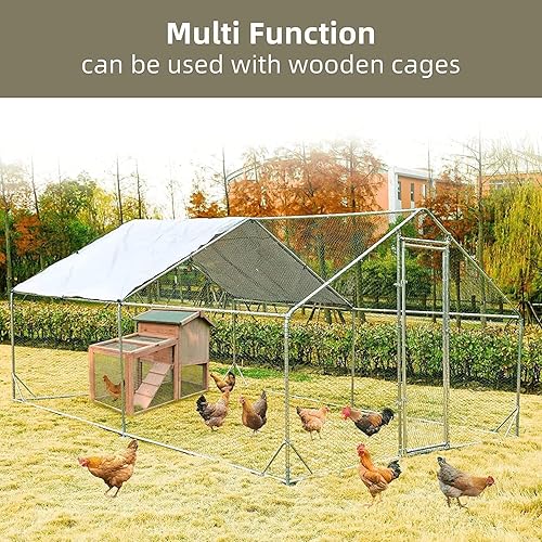 Miniatura 3 de Jaula grande de metal para gallinero de corral, gallinero resistente para patio, con cubierta impermeable y anti-UV para uso en granja al aire libre