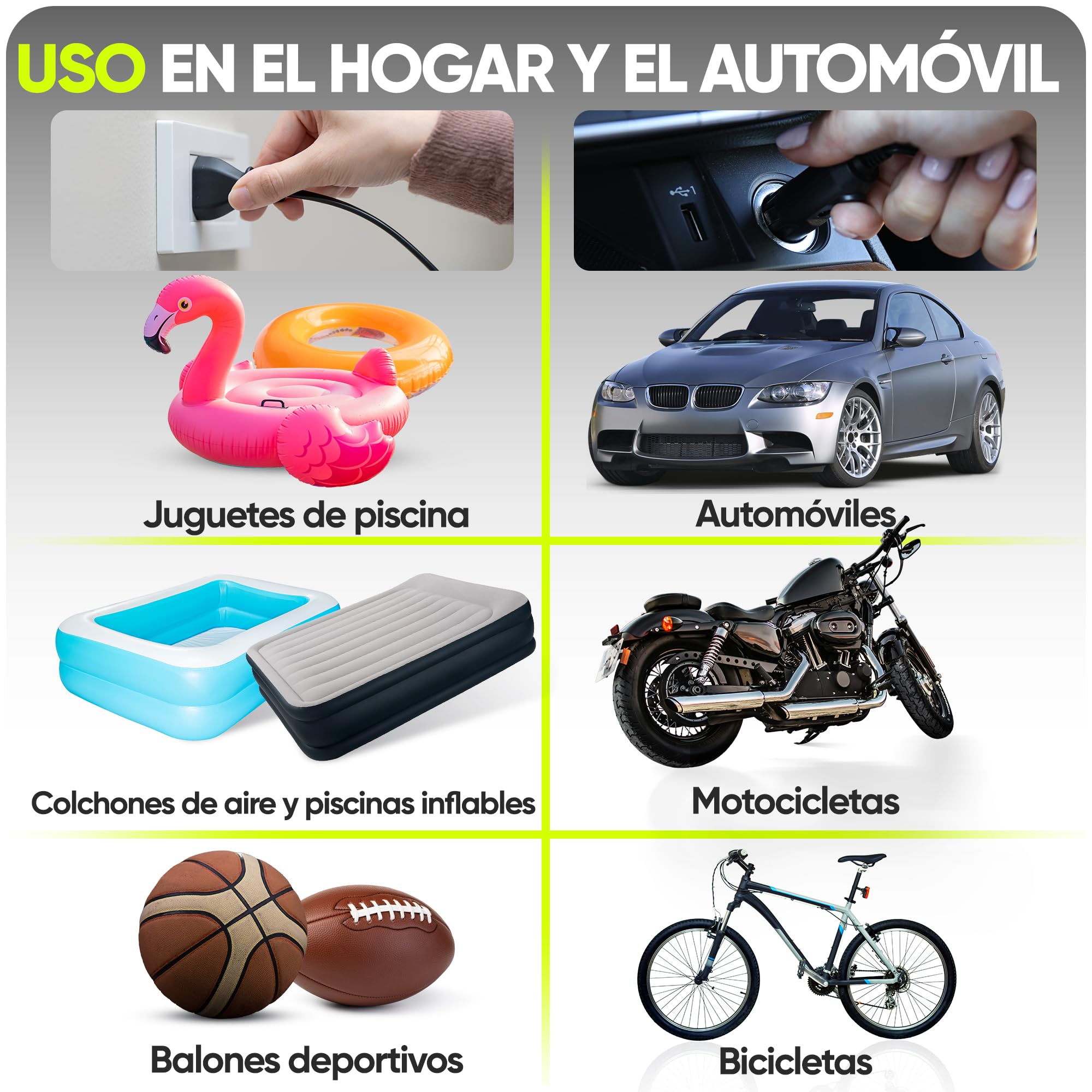 FORTEM Inflador de Ruedas de Coche, Compresor de Aire - Manómetro Digital, Autobombeo, Parada Automática - Bolsa de Transporte