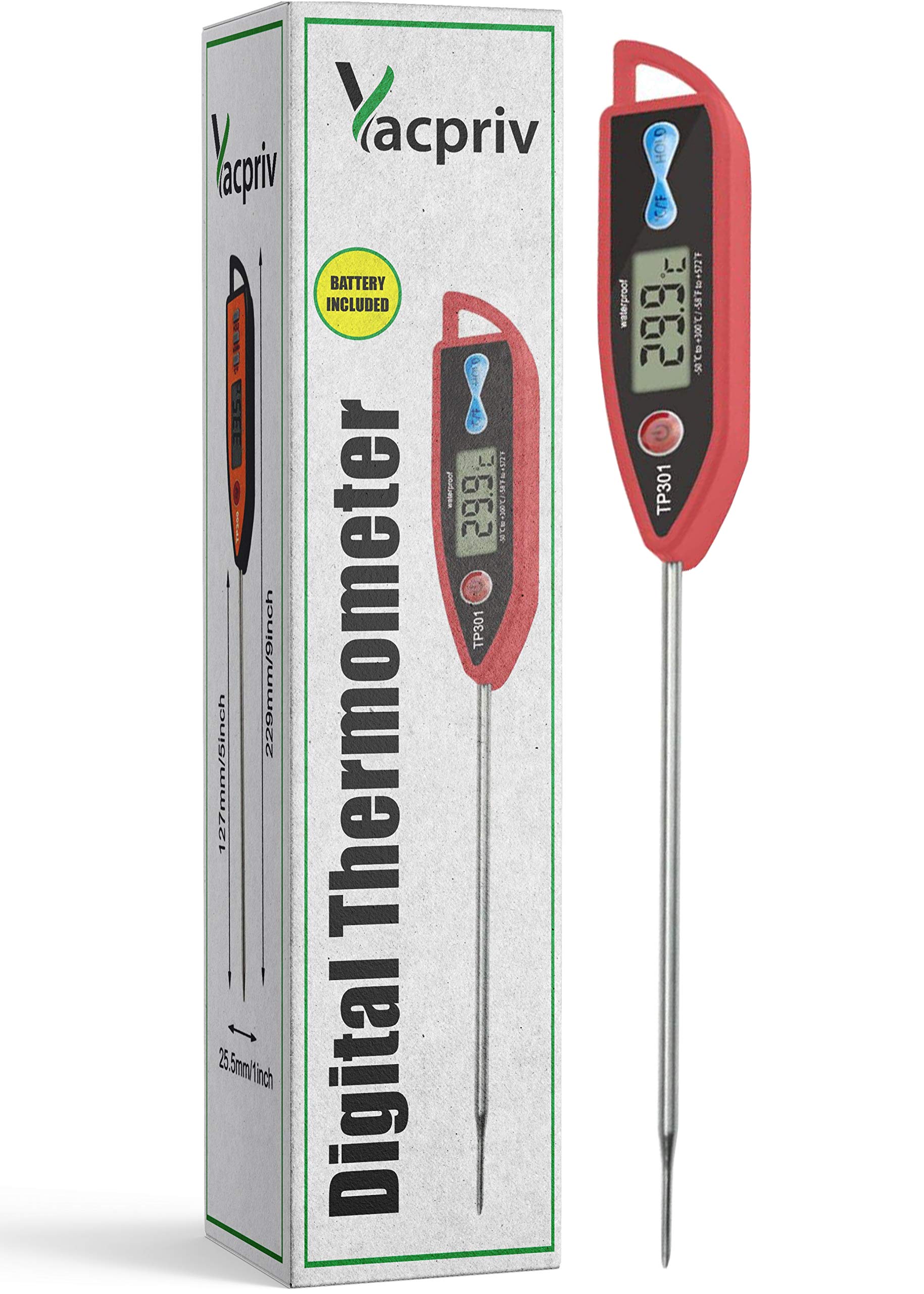 Digital Thermometer for Professional Kitchens Instant Temperature Display in Celsius and Fahrenheit for Cooked and Uncooked Foods BY Yacpriv