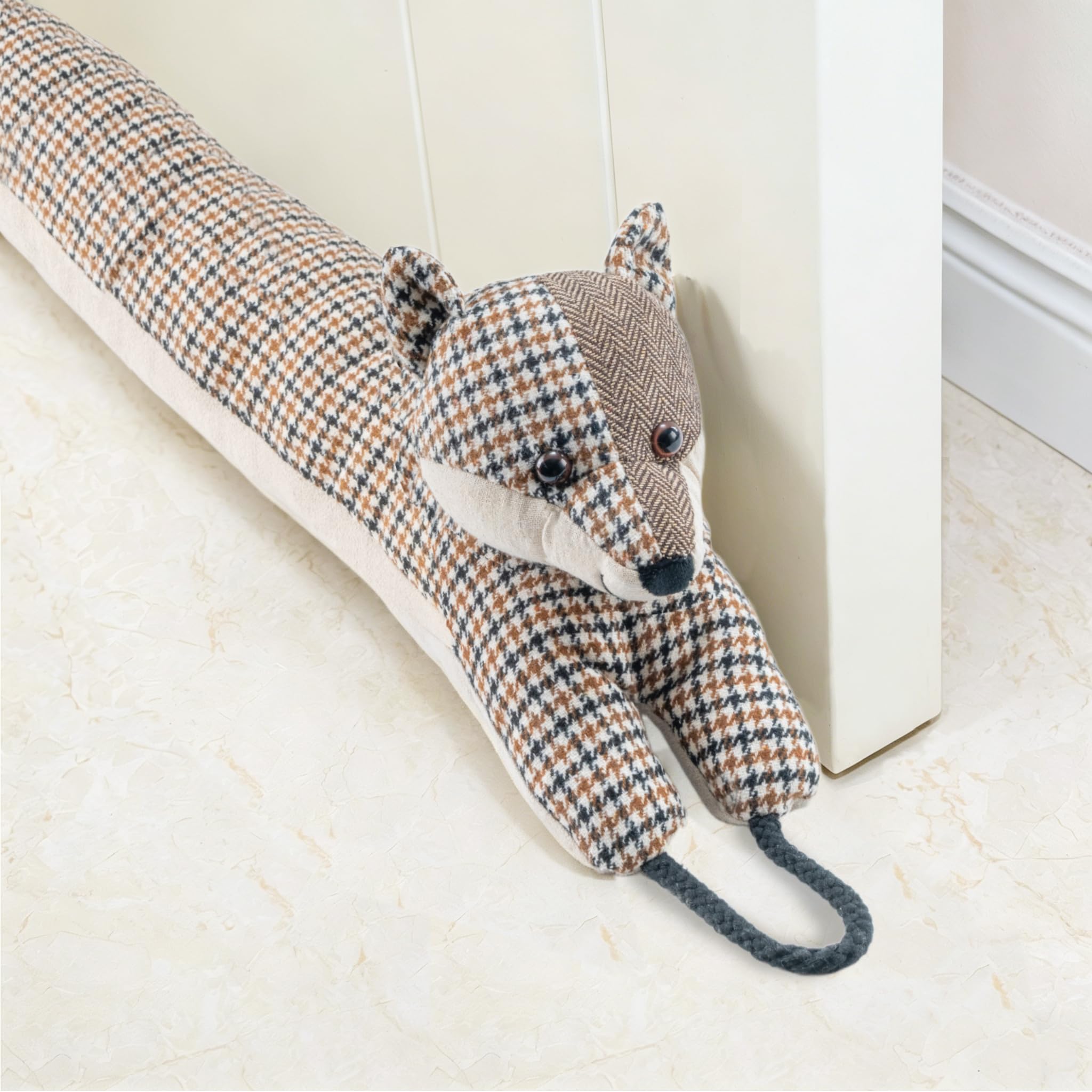 Marwood Under Door Draft Stopper Decorative Wind Stopper 30 inch for Door & Window, Weighted Animal Air Draft Stopper Snake Noise Blocker for Bottom of Door with Hanging Loops - Fox 76cm