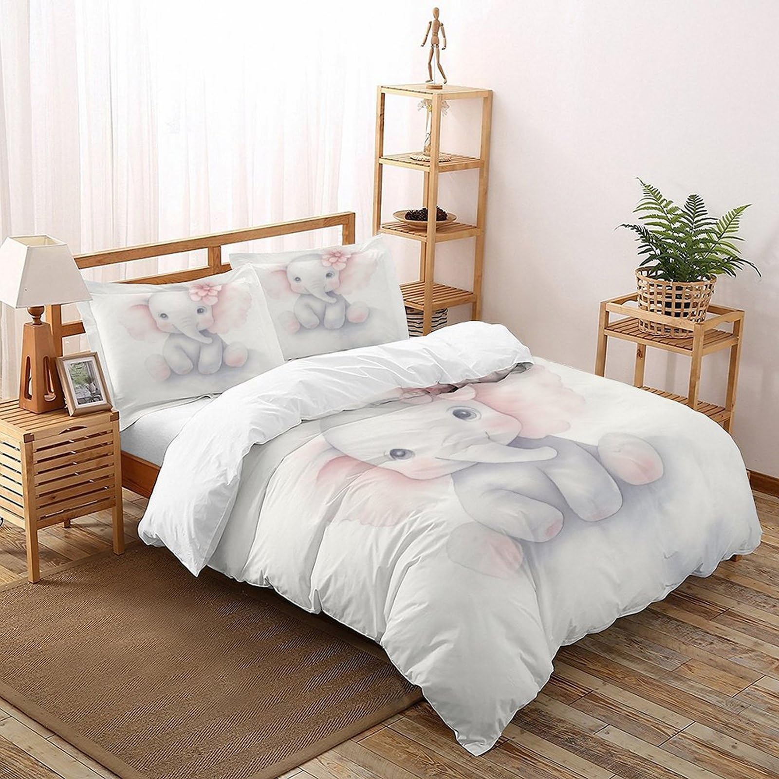 Housse de couette éléphant microfibre douce et respirante 260x220