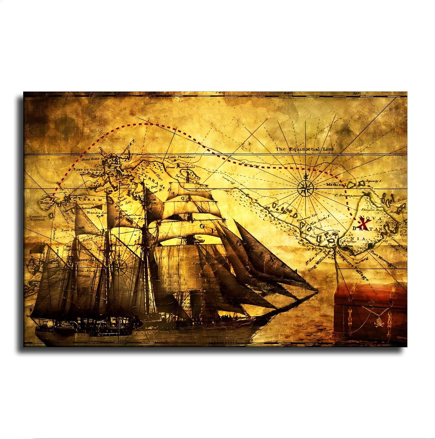 Amazon.com: BMWZX Pirate Ship Nautical Map Vintage Treasure Map