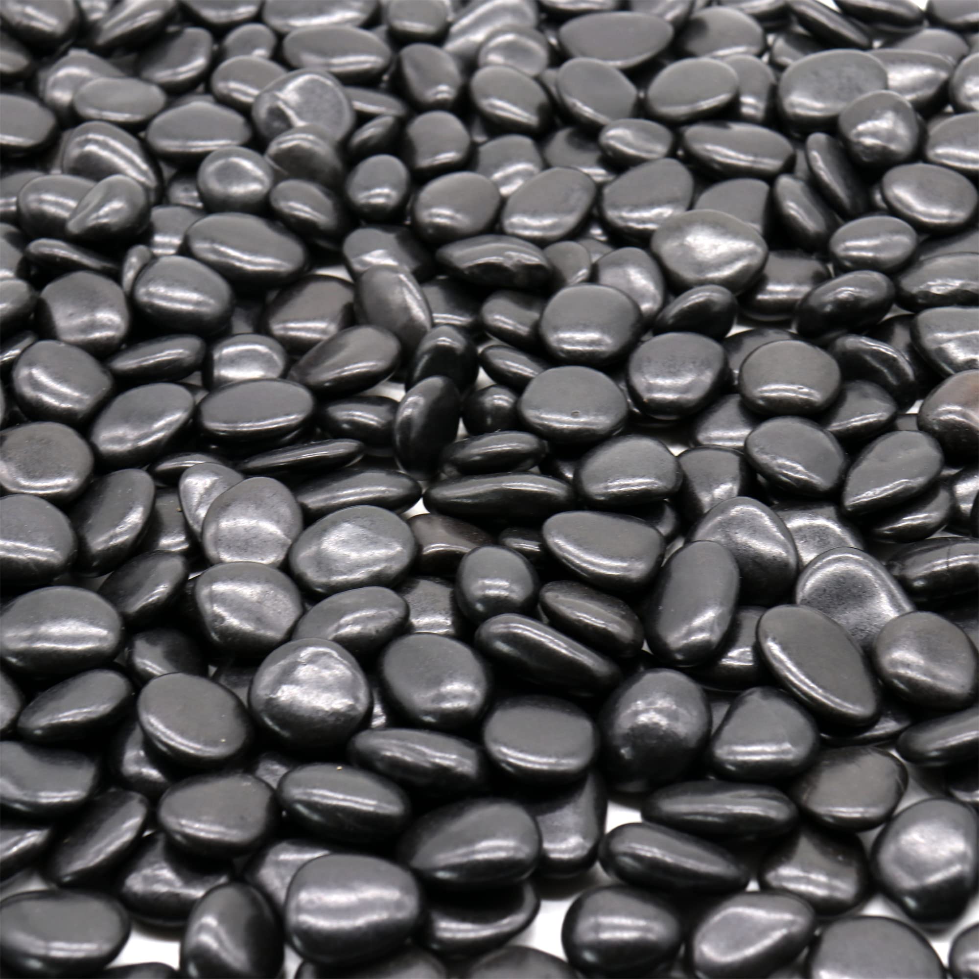 Premium Pebbles Black Rocks for Plants - Decorative Polished Pebbles 1/2 to 1 Inch 2 lbs. for Garden, Vase Fillers, Succulents, Pots (SM 0.5 to 1 Inch, Polished, 2) โ image 1