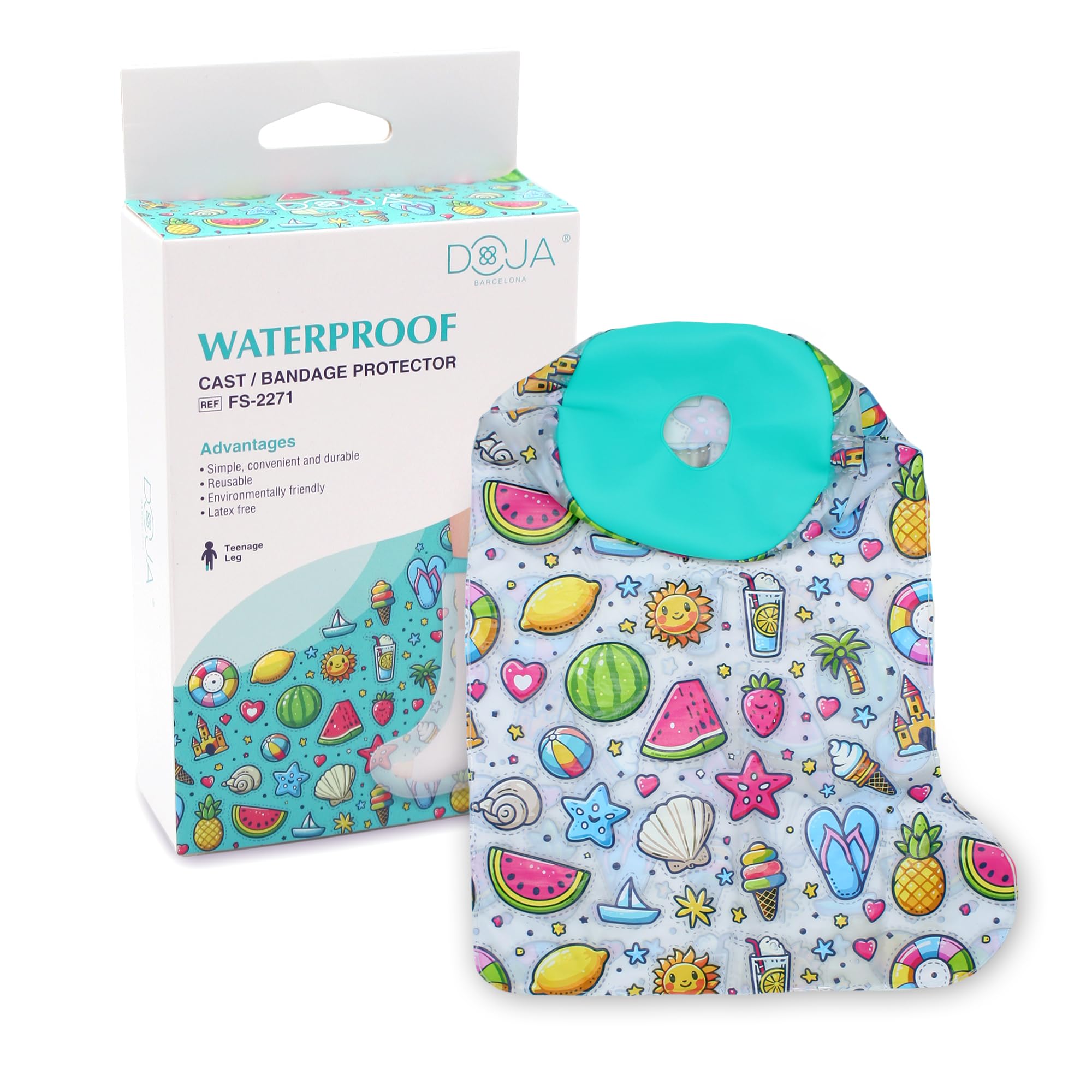 DOJA Barcelona | Protector Escayola para Pie | Niños | 455x355mm |Funda Impermeable de PVC Con Cierre Silicona | Cubre Escayola Pie Niño Adulto o Adolescente | Resistente al Agua Para Ducha o Piscina