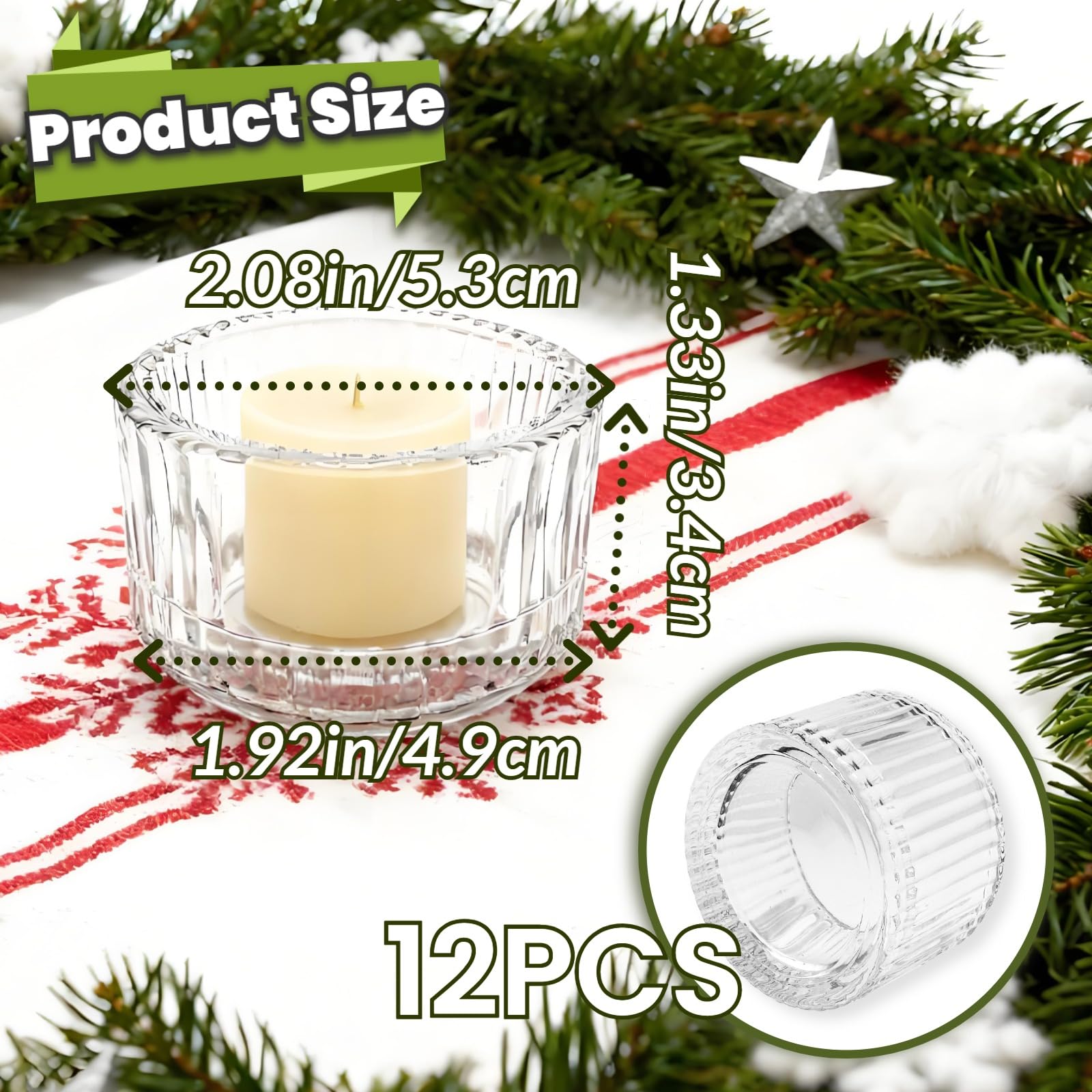 Bougeoirs Verre Transparent 5x3,5cm – Photophores Vintage pour Déco Mariage Noël
