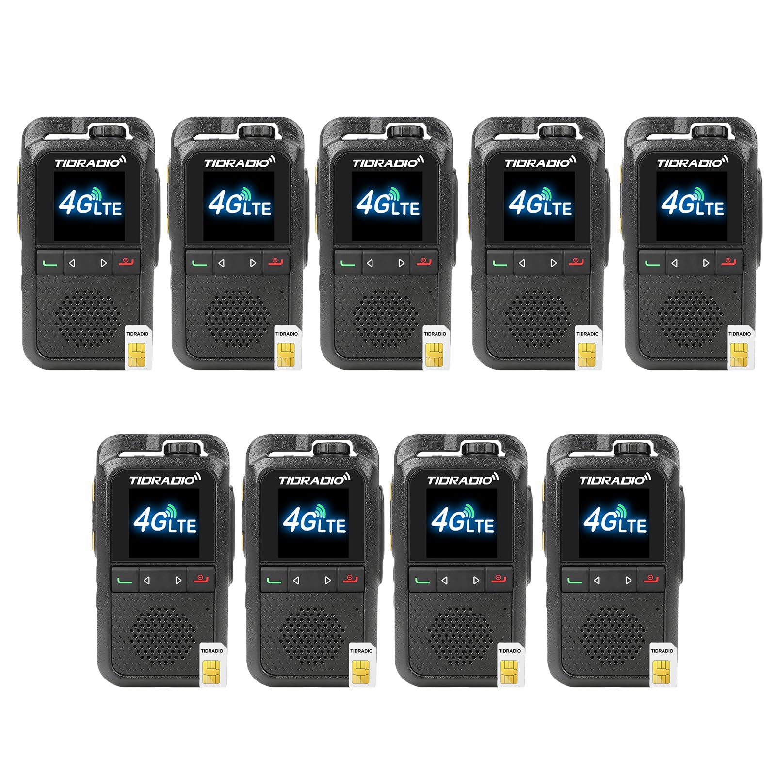 TIDRADIO TD-G100 Rapid Unlimited Range 4G LTE PoC Radios Long Range Walkie Talkies with SIM Cards, Nationwide PPT Two Way Radios, Global Walkie-Talkie for Family, Logistics,Construction site,9 Pack