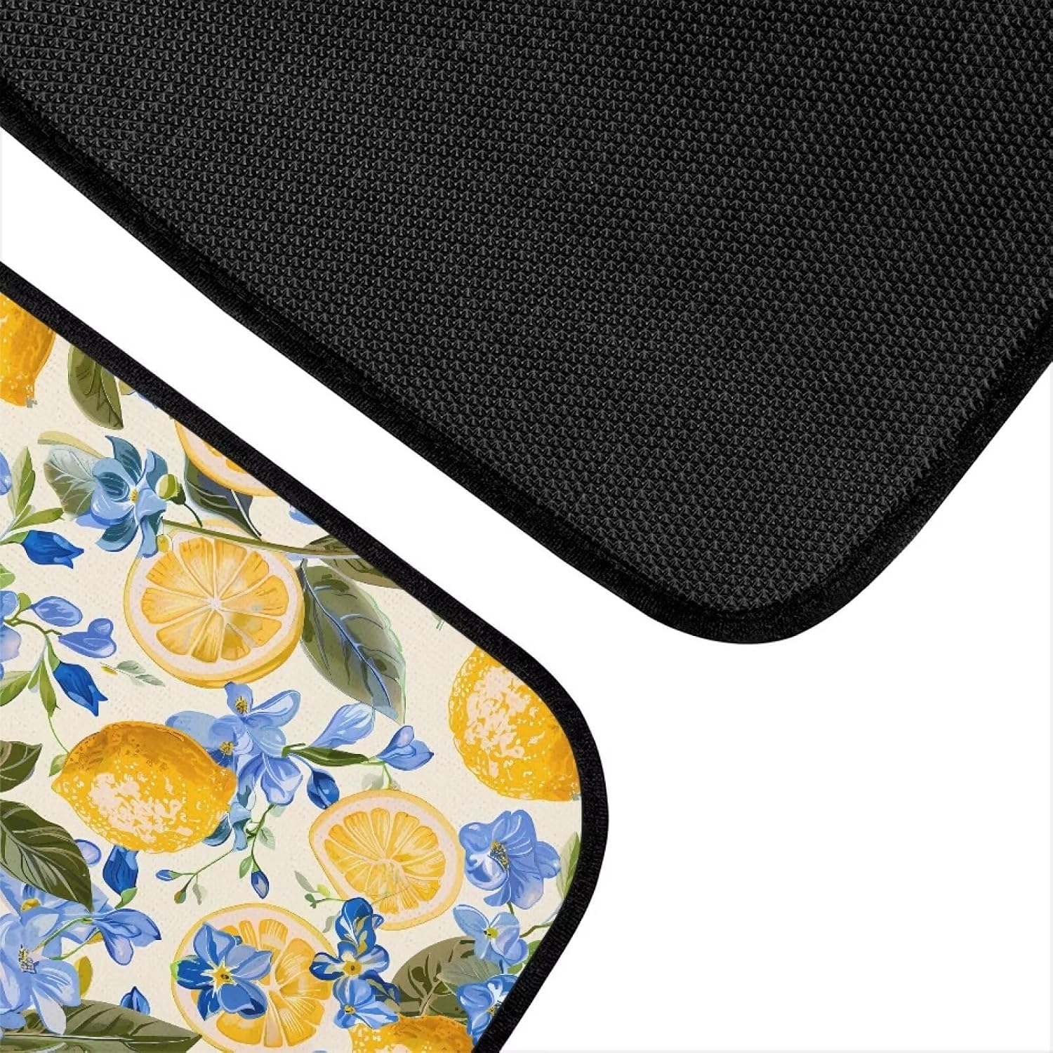 Amzbeauty Anti-Slip Car Mats Lemons Flowers Print Universal Fit Auto Floor Mats for Women Girls All Weather Universal Front & Rear Floor Pads for Cars SUV Truck