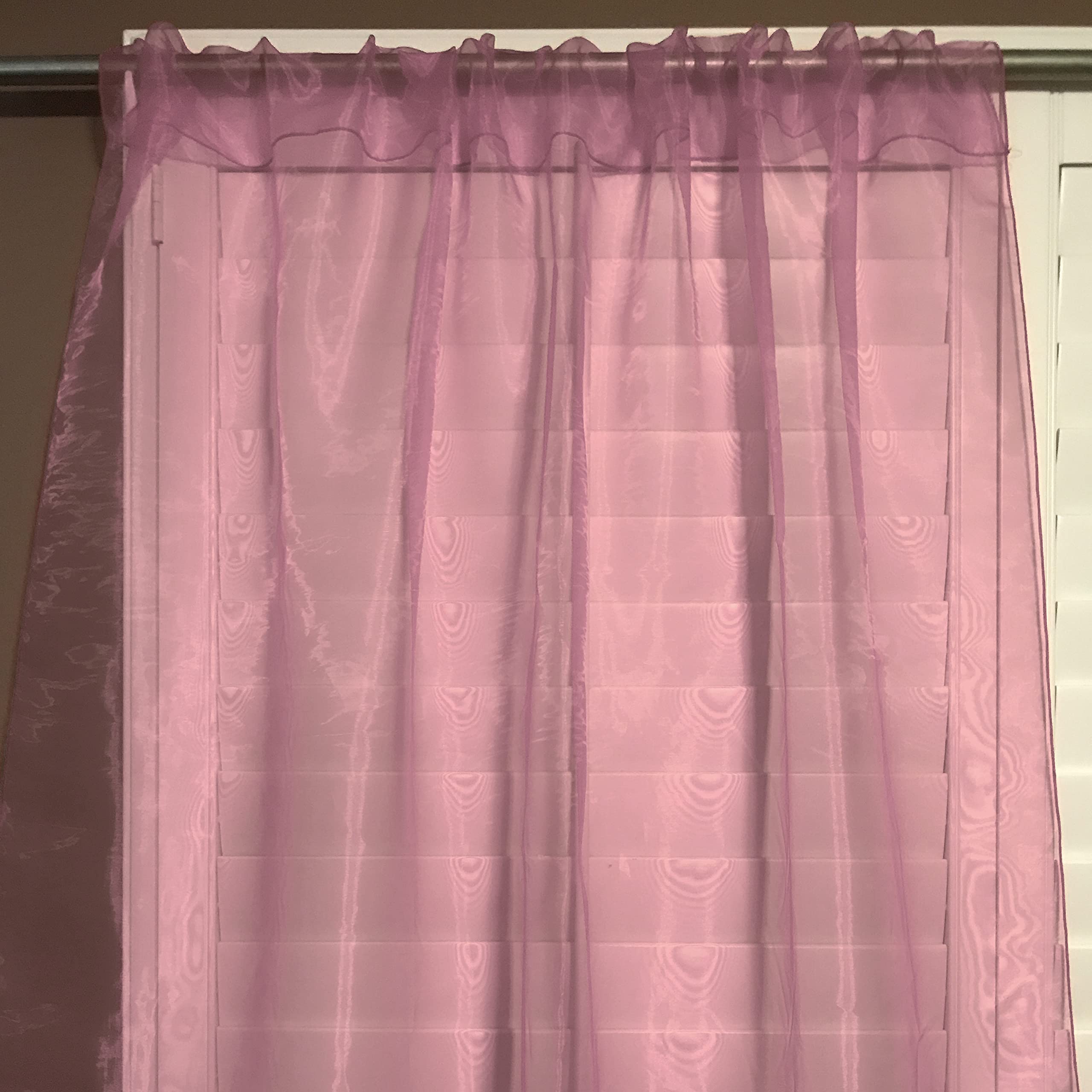 Zen Creative Designs Sheer Organza Solid Curtain Panel Window Treatment Backdrop Photography Kitchen Kids Bedroom Window Decor (58" Wide x 36" Long, Dusty Rose)