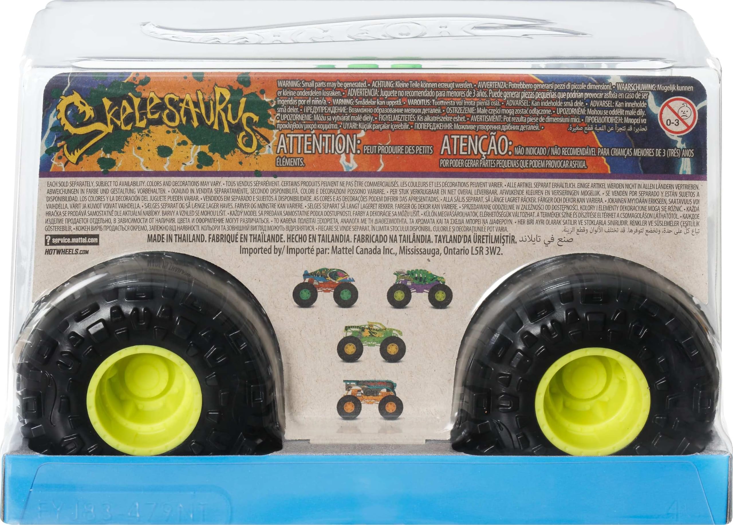 Hot Wheels Monster Trucks, Monster Truck de gran tamaño, camión de juguete fundido a escala 1:24 con ruedas gigantes y diseños geniales