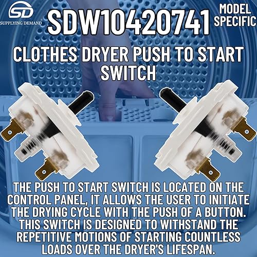 Miniatura 3 de Supplying Demand Empuje del secador de ropa W10420741 2311744 para iniciar el reemplazo del interruptor del PTS