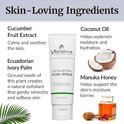 Miniatura 4 de Vibriance Exfoliante facial ultra suave, 4 onzas líquidas, lavado facial exfoliante que desobstruye los poros, exfoliante sin sulfatos y parabenos