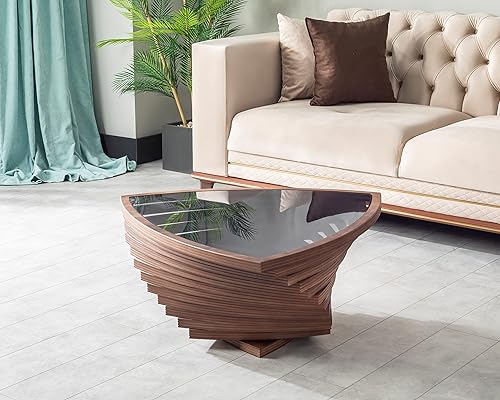 by Papella Design, Mesas de centro de nogal natural Veener para sala de estar, mesa rústica, mesa de centro para sala, mesa central, mesa de