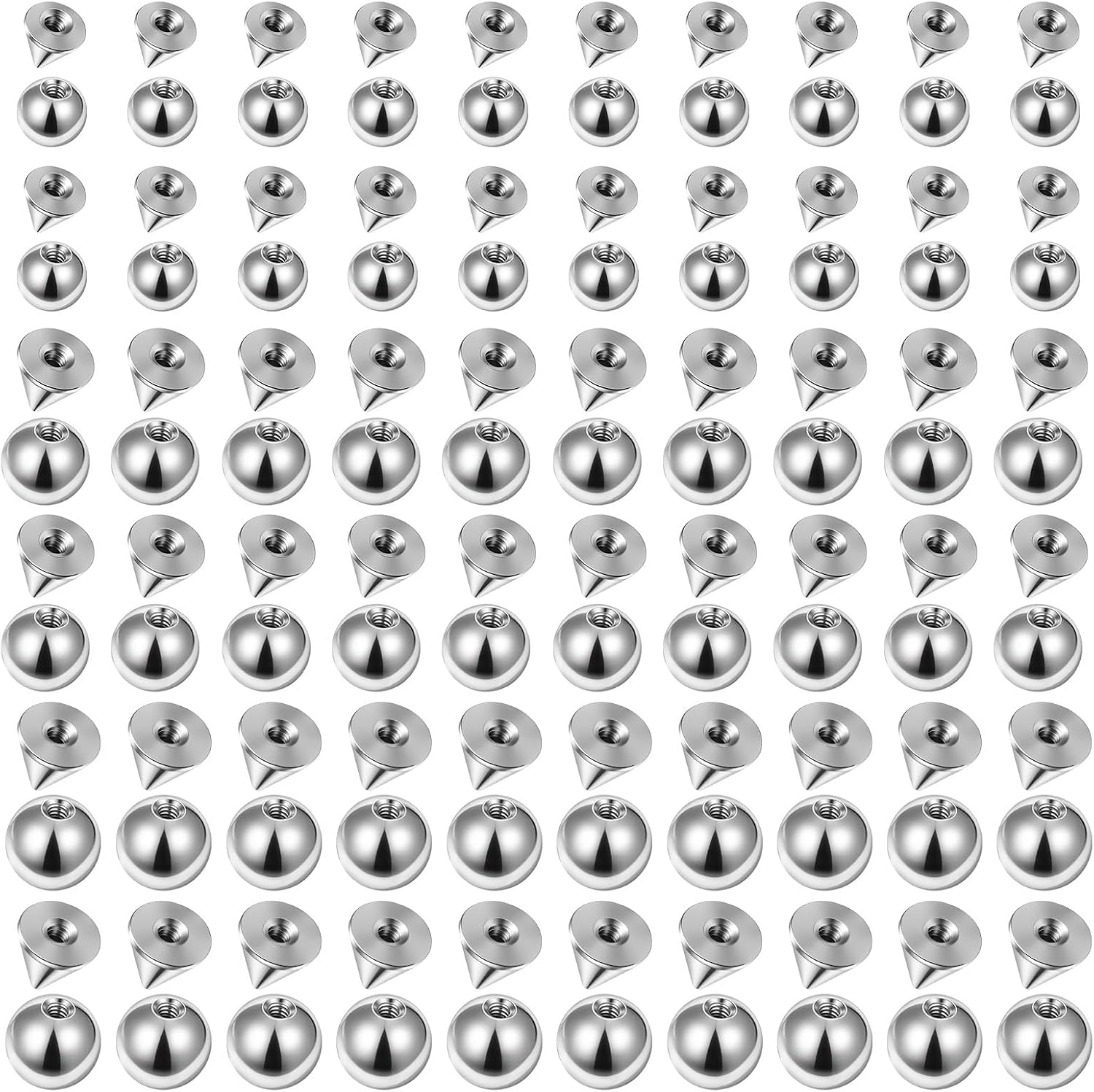 120Pcs Replacement Piercing Changing Balls and Spikes 16G Externally Threaded Piercing Balls 3/4/5mm Stainless Steel Ball for Septum Lip Labret Medusa Eyebros Tragus Helix Conch