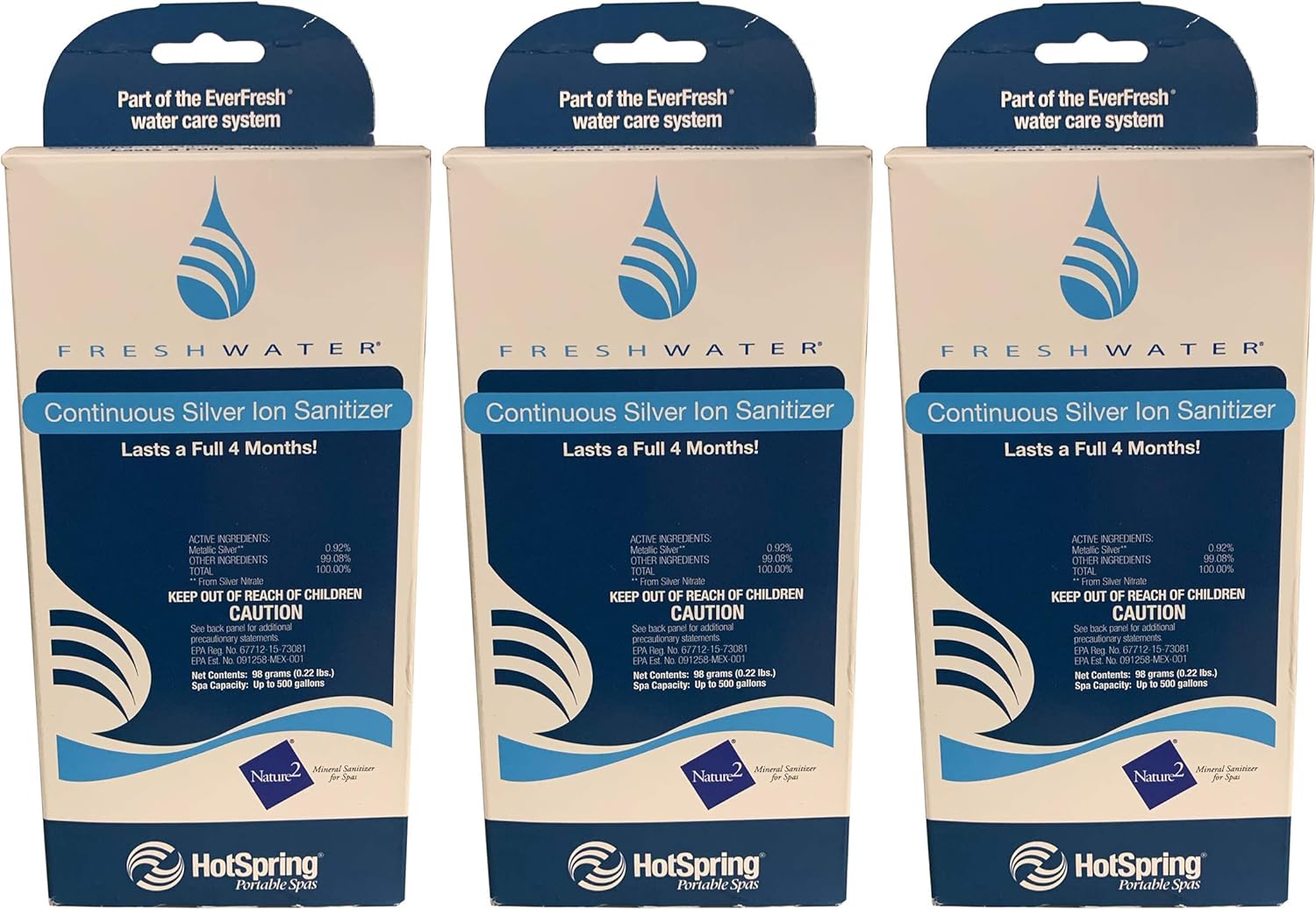 Hot Spring Freshwater Ag+ Continuous Silver Ion Cleaner 3 Pack