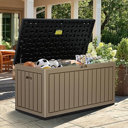 Miniatura 2 de YITAHOME Caja grande de 90 galones, cajas de almacenamiento de resina de doble pared para exteriores, almacenamiento de cubierta para muebles de