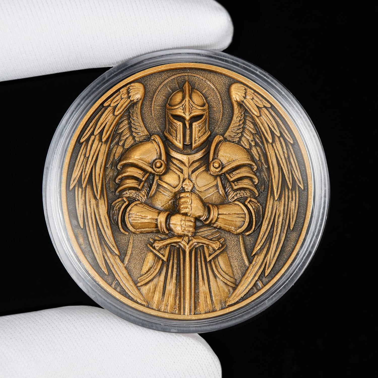 Saint Michael & St. Benedict Challenge Coins (5-Pack) – Archangel Protection Pocket Coins with Clear Cases, 3D Engraved Zinc Alloy for Collectors, Law Enforcement, Christians, and Spiritual Gifts