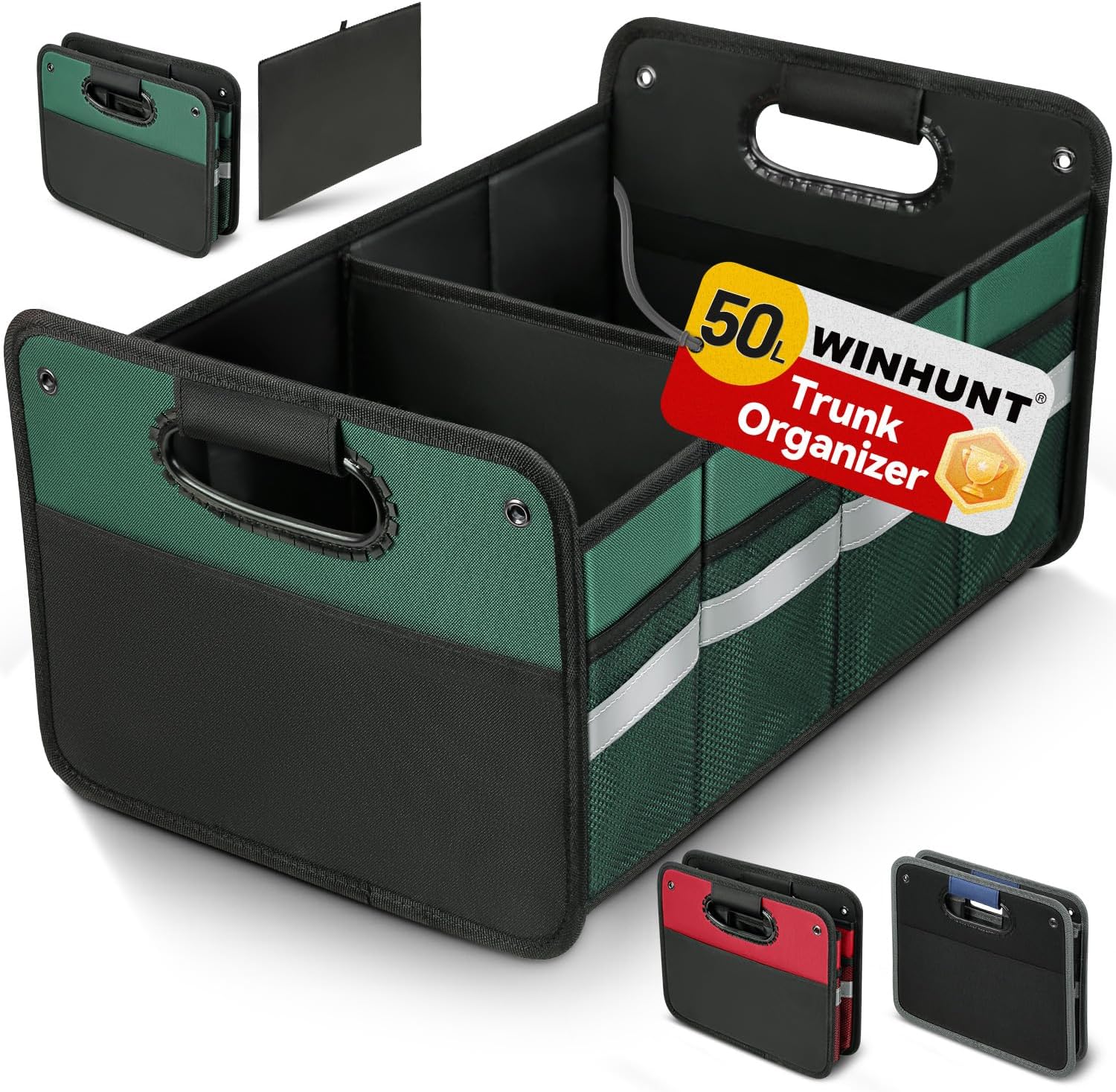 Sponsored Ad – Truck Organiser, Storage Organiser, Boot Tidy, Non Slip Bottom Car Accessories, Collapsible Multi Compartment for Car, Suv, Truck, 50L(Green)