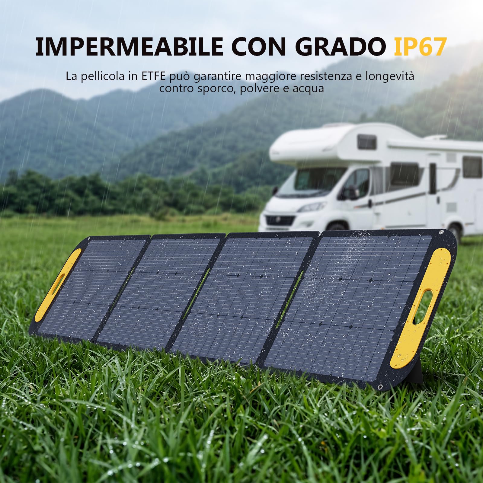 VTOMAN 200W Pannello Solare Pieghevole e leggero con efficienza del 25%, | Caricabatterie ETFE, Grado di impermeabilità IP67 e adattatori Anderson XT60/XT90/DC5521 per camper e attività all'aperto